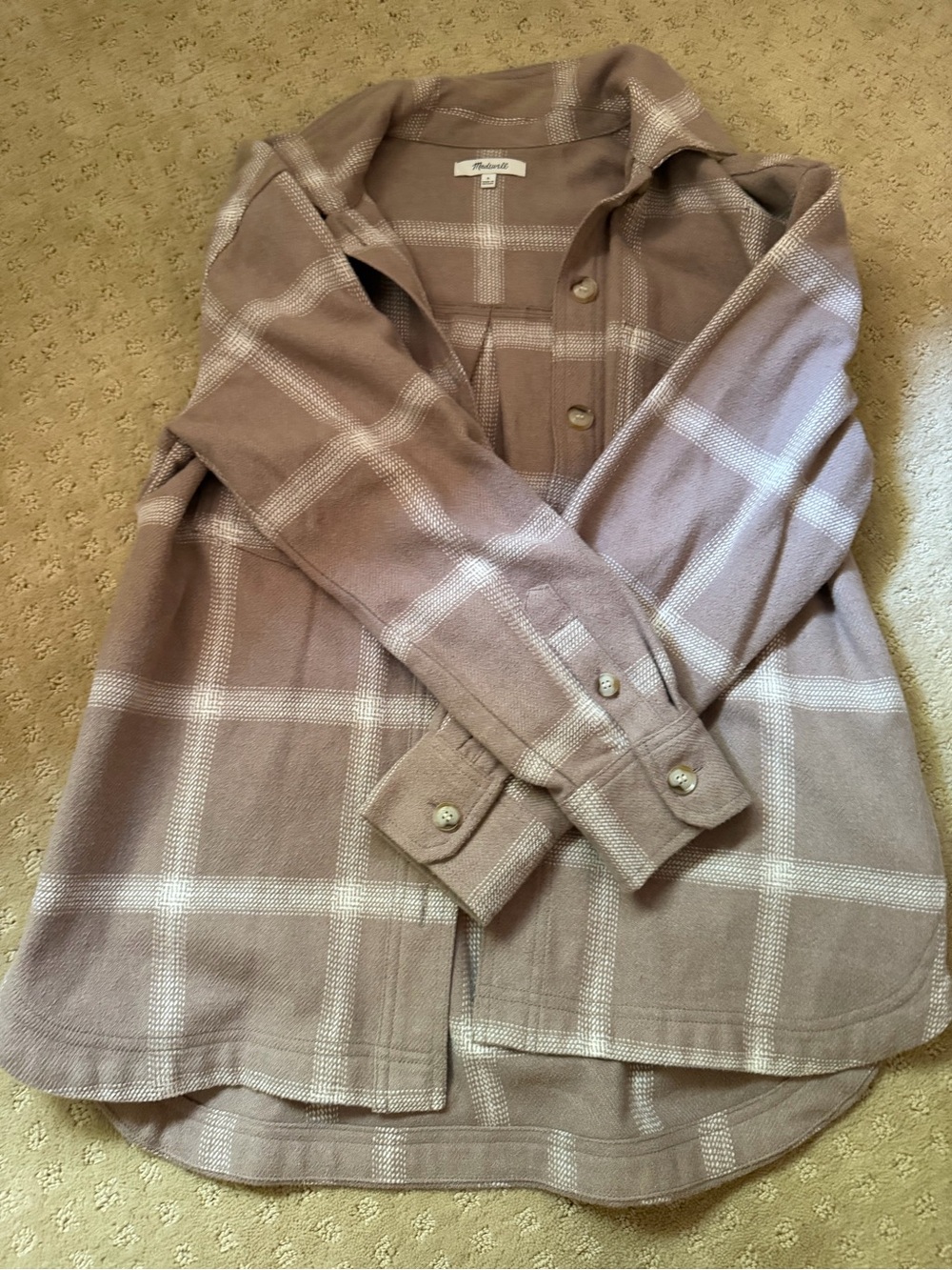 Madewell Plaid Button-Down Shirt in Taupe and Cream